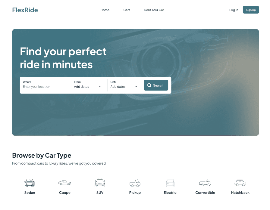 Flexride – Car Rental Platform MVP