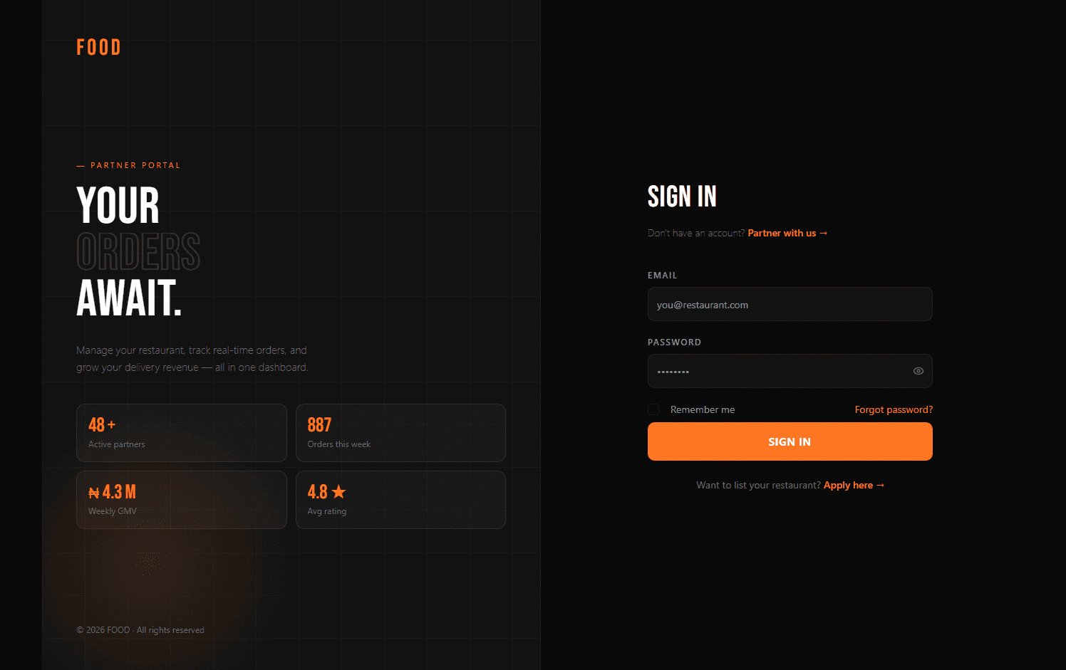 DFood Admin Portal - Final Result